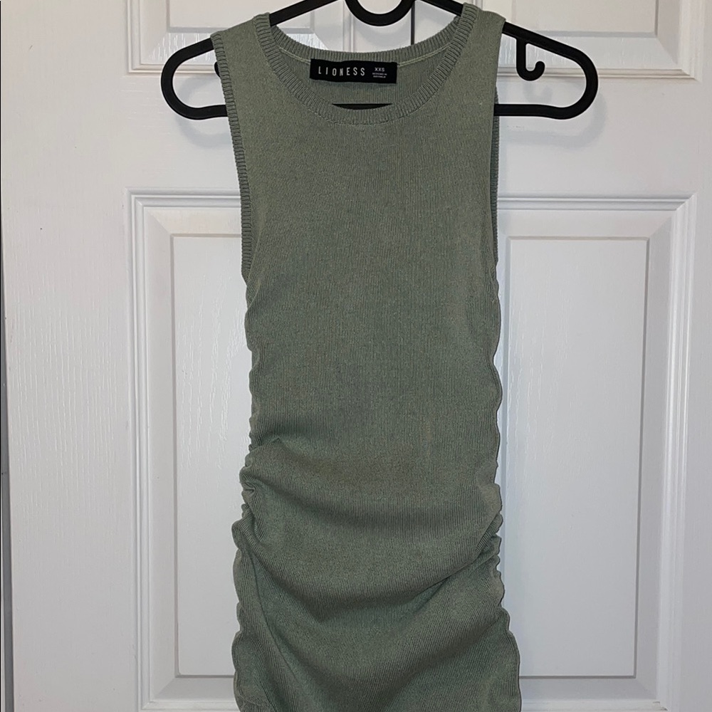 Lioness Olive Green Ruched Tank Dress